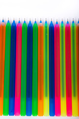 Colorful office supplies in white background