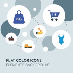 clothes, shopping flat vector icons and elements background with circle bubbles networks...Multipurpose use on websites, presentations, brochures and more..