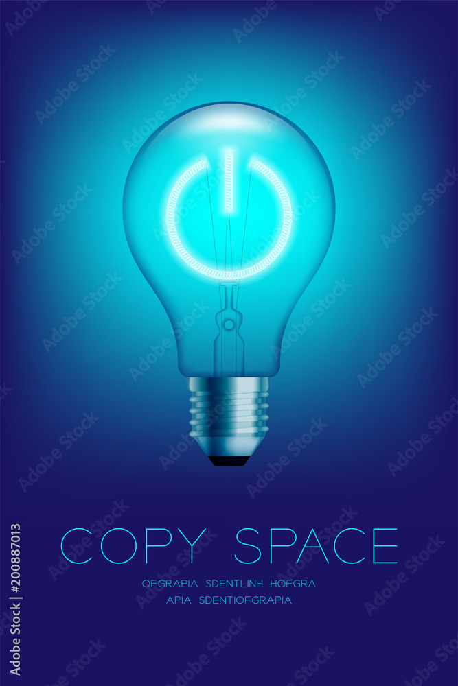 Aufkleber incandescent light bulb switch on set power button symbol, system connect concept design illustratio