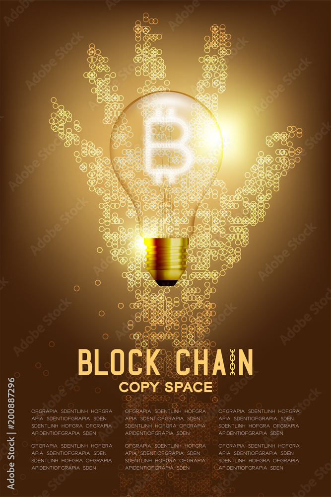 Aufkleber alphabet incandescent light bulb switch on set bitcoin cryptocurrency symbol with geometric circle p