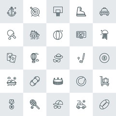 Modern Simple Set of sports, travel Vector outline Icons. ..Contains such Icons as  sign,  vacation, medal,  air,  competition, basketball and more on white background. Fully Editable. Pixel Perfect.