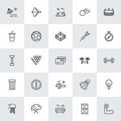 Modern Simple Set of sports, travel Vector outline Icons. ..Contains such Icons as  circle,  vacation,  summer,  arrow,  animal,  athlete and more on white background. Fully Editable. Pixel Perfect.