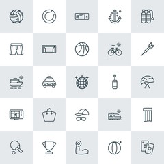 Modern Simple Set of sports, travel Vector outline Icons. ..Contains such Icons as  fitness, volleyball,  athlete,  summer,  ball,  vector and more on white background. Fully Editable. Pixel Perfect.