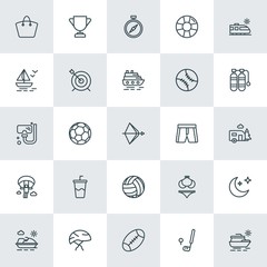 Modern Simple Set of sports, travel Vector outline Icons. ..Contains such Icons as  football,  style,  ragby,  sky,  background,  north and more on white background. Fully Editable. Pixel Perfect.