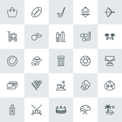 Modern Simple Set of sports, travel Vector outline Icons. ..Contains such Icons as  vacation, summer,  competition,  stadium, sport,  fight and more on white background. Fully Editable. Pixel Perfect.