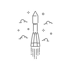 Rocket launch vector illustration outline style