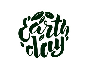Handwritten lettering text 'Earth Day'. Vector sketched text for postcard banner template. typography for eco friendly ecology concept. World environment background. Vector illustration.