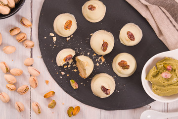 Pistachio truffles. 