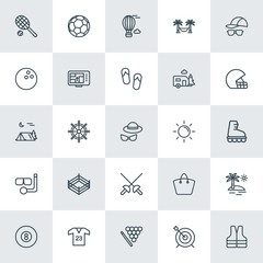 Modern Simple Set of sports, travel Vector outline Icons. ..Contains such Icons as  sport,  air, tennis,  play,  isolated,  competition and more on white background. Fully Editable. Pixel Perfect.