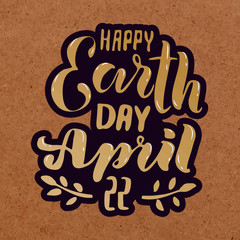 Handwritten lettering text 'Earth Day'. Vector sketched text for postcard banner template. typography for eco friendly ecology concept. World environment background. Vector illustration.