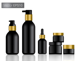 Black and Gold Bottles Set Background Illustration