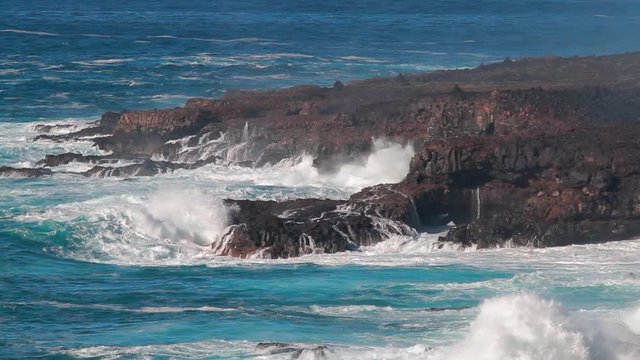 Wavebreakers At Punta De Teno Coastline, Tenerife, Spain
