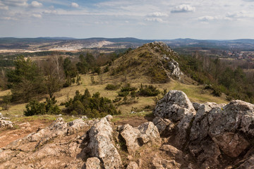 View from Miedzianka peak in Swietokrzyskie Mountains near Kielce, Poland