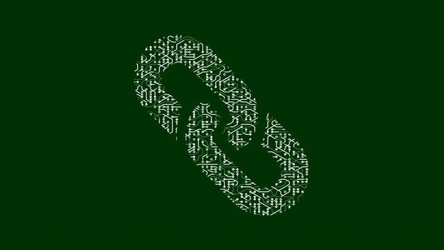 4k a futuristic circuit board with moving electrons shaped block chain,abstract electronic connections,Cripto currency bitcoin.Global internet finance,worldwide.