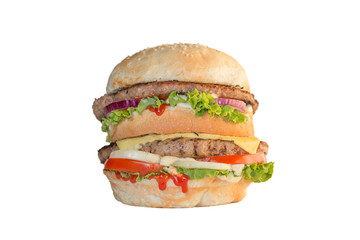 double sandwich on white background