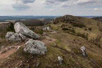 Fototapeta na wymiar View from Miedzianka peak in Swietokrzyskie Mountains near Kielce, Poland
