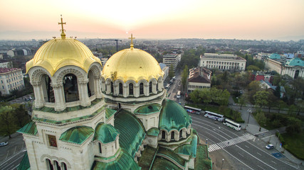 Aerial view of Aleksander Nevsky Cathedral, Sofia, Bulgaria