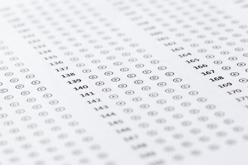 Test score sheet with answers