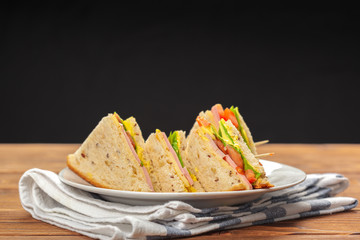 sandwich on a wooden table