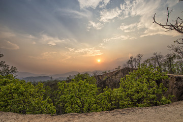 Naklejka premium Sunset view at Pai Canyon in Thailand
