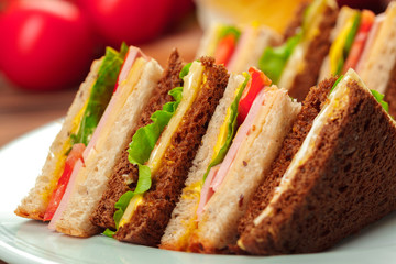 sandwich on a wooden table