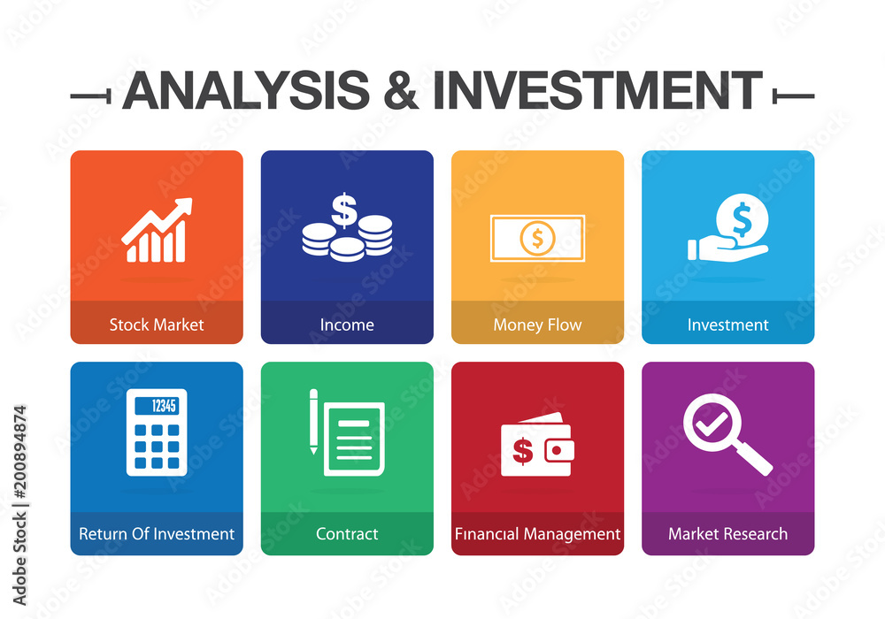 Canvas Prints analysis and investment infographic icon set