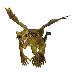 3D Rendering Fantasy Dragon on White