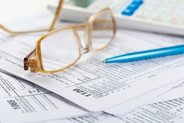 Tax forms, close up