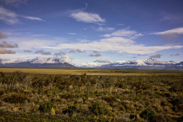 Patagonian Field and Snowcapped Andes Mountains