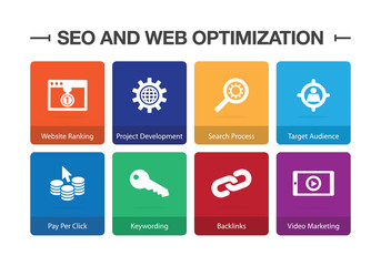Seo and Web Optimization Infographic Icon Set