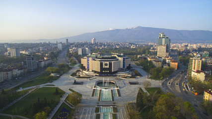 Aerial view of the Nationa Palace of Culture, Sofia, Bulgaria