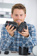 technician engineer assembling camera