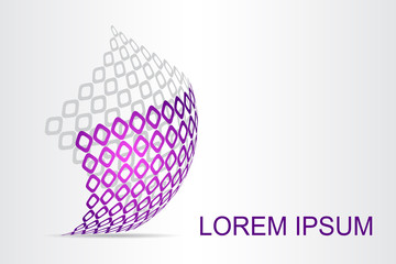  Abstract technology logo stylized spherical surface with abstract shapes.