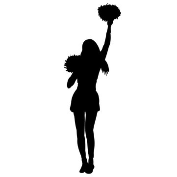 isolated, icon, silhouette girls cheerleaders