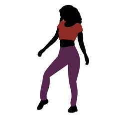 Fototapeta na wymiar silhouette in color clothes girl dancing