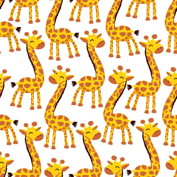 Vector seamless pattern with giraffe