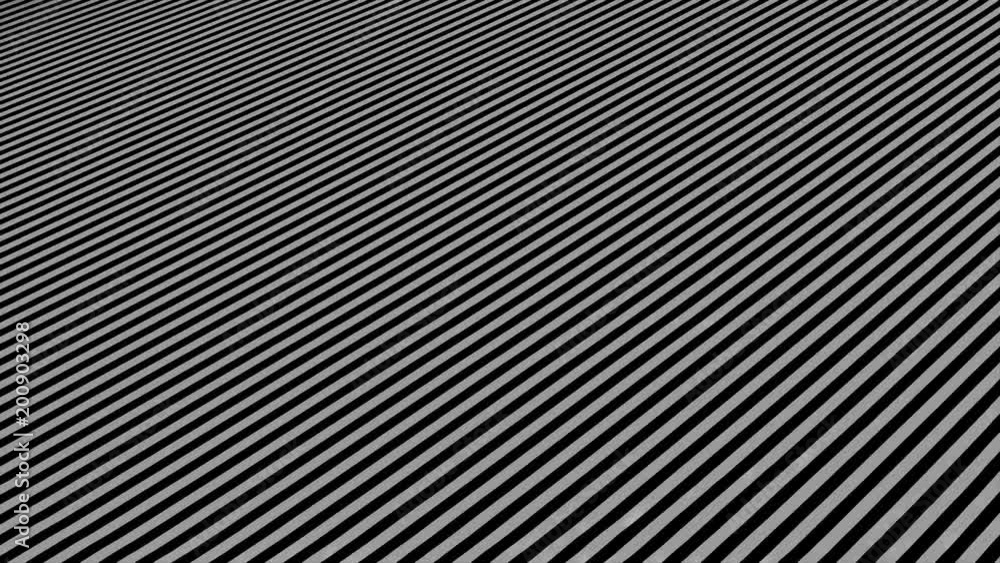 Poster black and white abstract waves on white background - surface made of lines, horizontal movement - se