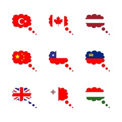 icon Flag with flag of latvia, turkey flag, flag of turkey, china flag and flag of chili