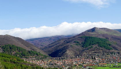 The view to the highest railway bridge in the Balkan peninsula, Bunovo village, Bulgaria.