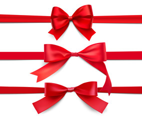 Set of wrapped red ribbons. Vector illustration on white background. Can be use for your design, gift, presentation. EPS10.