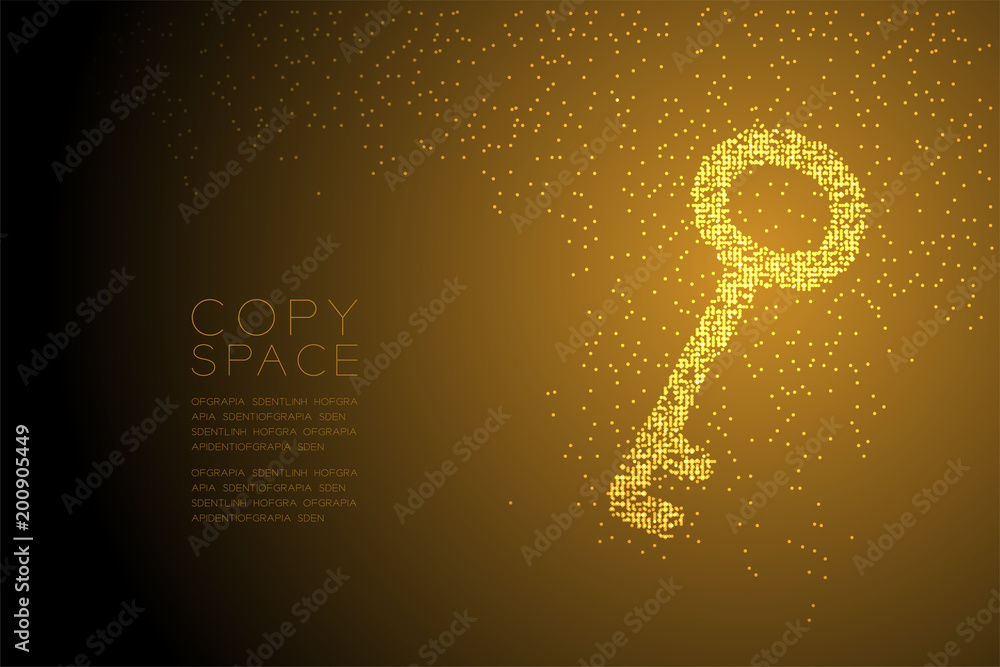 Aufkleber abstract geometric circle dot pattern key shape, security privacy concept design gold color illustra