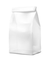 Transparent food snack bag. Vector illustration. 3/4 view. Can be use for template your design, presentation, promo, ad. EPS10.