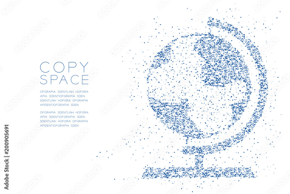 Poster abstract geometric polygon square box and triangle pattern globe shape, world travel business techno