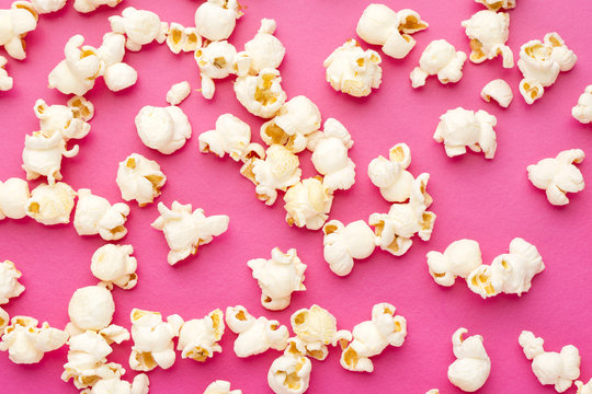 Popcorn on pink background