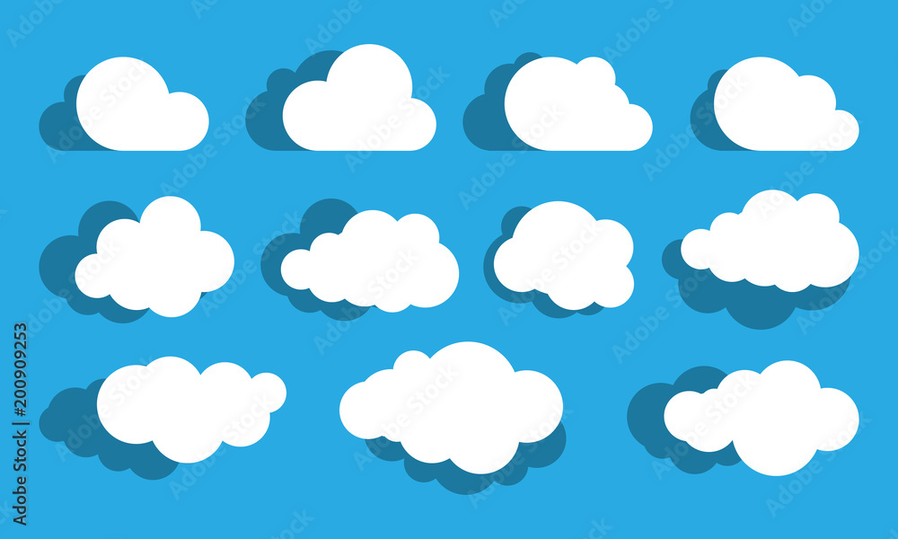 Wall mural clouds silhouettes. vector set of clouds shapes. collection of various forms and contours. design el