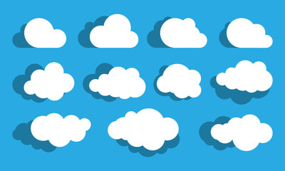 Clouds silhouettes. Vector set of clouds shapes. Collection of various forms and contours. Design elements for the weather forecast, web interface or cloud storage applications