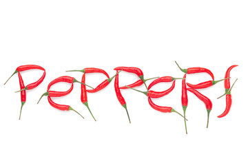 text, red hot chilli peppers on white background, isolated