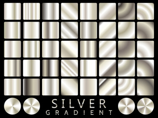 Silver background texture vector icon seamless pattern. Light, realistic, elegant, shiny, metallic and silver gradient illustration. Mesh vector. Design for frame, ribbon, coin, abstract - obrazy, fototapety, plakaty
