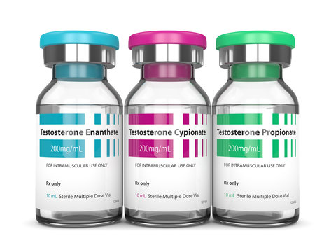 3d Render Of Testosterone Injection Vials