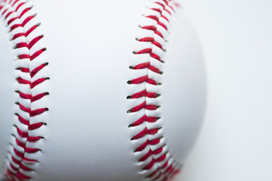close up baseball on white background, sport concept